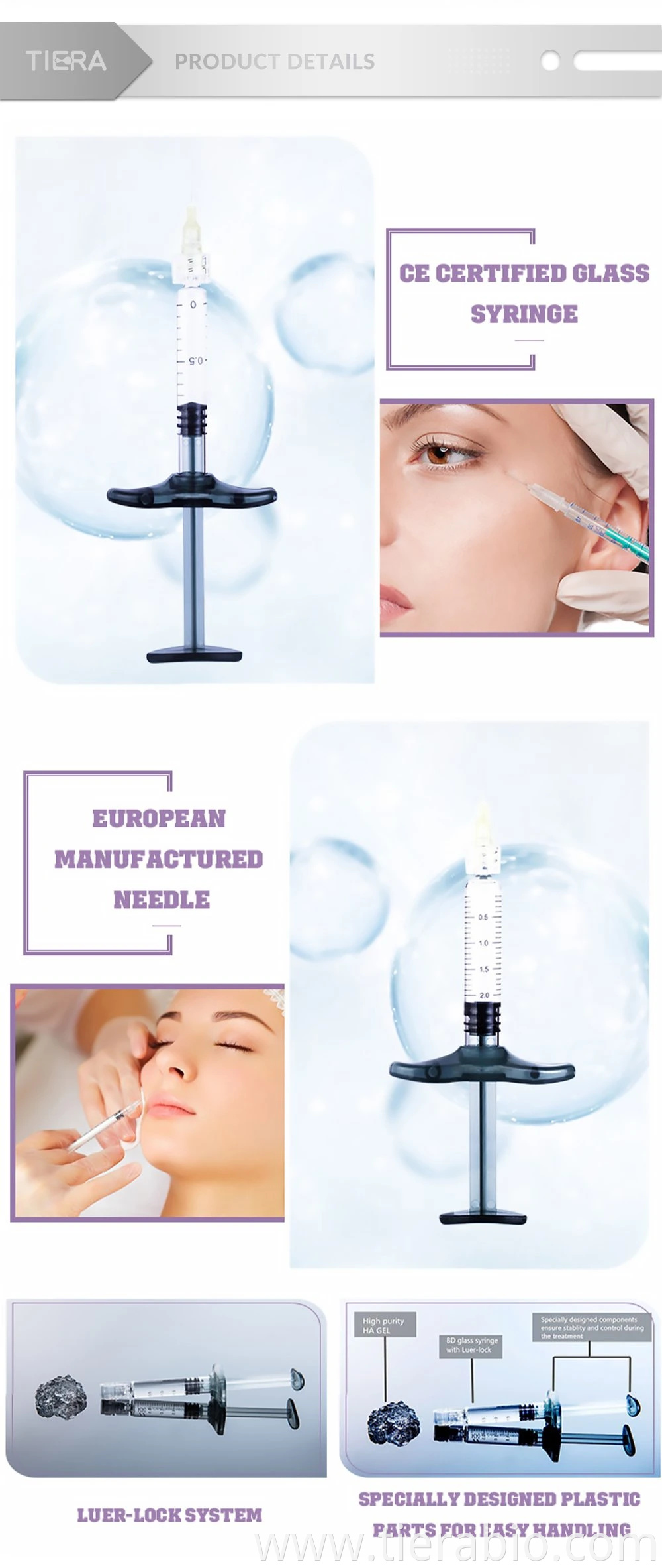 CE Approved Hyaluronic Acid Dermal Filler OEM Facial Filler Injection 2ml Syringe